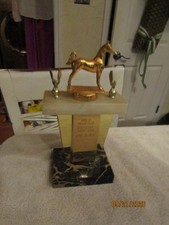 Vintage Rogers Riding Club Equitation Horse Show 1959 Metal Trophy Marble Quartz picture