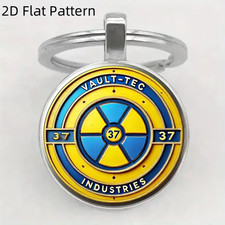 Vault-Tec Retro Keychain Vintage Post-Apocalyptic Logo Yellow & Blue Industrial picture