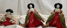 Vintage Japanese Hina Matsuri Dolls Set 3 Hinaningyo Kimono Girls Day Decor picture