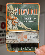 Antique Milwaukee Harvesting Machines Vintage Tin Advertising Match Holder picture