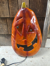 Vintage Halloween Orange Pumpkin Jack-O'-Lantern Corded Electric Light  picture