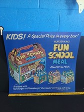 Vintage Burger King 1981 Fun School Meal Launch Giant Translite Sign 27 X 25  picture