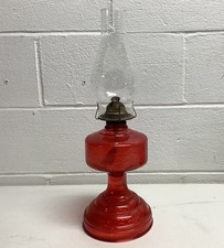 Vintage early American ruby red blood glass Homesteader oil lamp picture