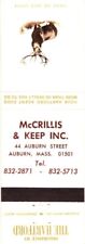 Auburn Massachusetts McCrillis & Keep Inc. Vintage Matchbook Cover picture