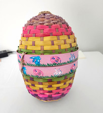 Easter Wicker Basket with Handle, Bunny/Egg Ribbon, Multicolor picture