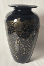 Vintage Large Nourot Art Glass Vase Signed Dated 1996 Gold Leaf Flecks picture