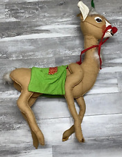 Vtg 70s Annalee Rudolph Reindeer Deer Green Saddle Bag 22” Mobilitee Meredith NH picture