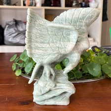 1pc Natural Lushan Jade Quartz Carved Eagle Skull Crystal Reiki Healing Decor picture
