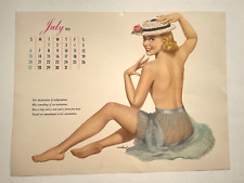 Vintage July 1952 Esquire Magazine Pinup Girl Calendar Page by Michael Silver picture