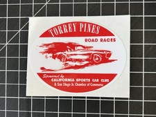 New Vintage Torrey Pines Road Races Ca Sports Car Club Sticker Decal SCCA picture