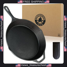Cast Iron Skillet 12 Inch Pre-Seasoned Hand-Made with Protective Mitt picture