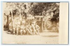 c1910 Exterior Man Sitting Happy Eight Camp California CA RPPC Photo Postcard picture