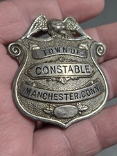 Old rare Vintage OBSOLETE 1930s Manchester Connecticut Conn CT Constable Badge picture
