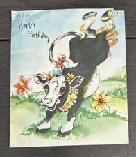 VTG 1949 American Greetings Birthday Anthropomorphic Cow Elsie w RUBBER UDDER  picture