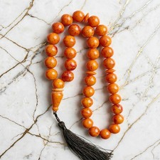 Rare Antique German Bakelite Qamar Deen Misbaha Tasbih 33 Beads 13mm 111g  picture