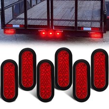 Traberm 6 Pcs 6 Inch Red Oval Led Trailer Tail Lights 24 LED Grommet Mount, Oval picture