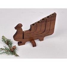 Vintage Giftco Wood Partridge Candle Holder | 5 Arm Folding Candelabra picture