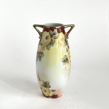 Hand Painted Antique Nippon Nagoya Floral Vase Yellow Roses 7” Cottagecore picture