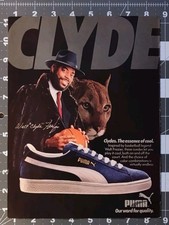 1985 PUMA Clyde Walt Frazier NBA Blue Suede Sneaker Vintage Magazine Print Ad picture