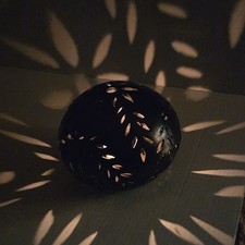 Vintage Barro Negro Oaxaca Mexico Black Clay Candle Holder Luminaria picture