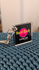 Vintage Hard Rock Cafe Cancun Mexico Square Acrylic Keychain Keyring Retro Neon picture