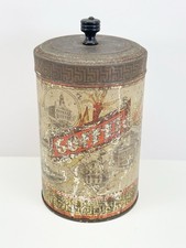 ANTIQUE 1890S VICTORIAN TIN LITHO COFFEE CAN CANISTER THOMAS WOOD & CO BOSTON picture