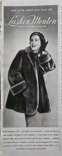1950 Women's Laskin Mouton Dyed Lamb Fur Coat Fashion vintage Ad  picture