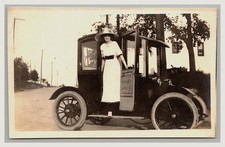 RPPC ~ Early Auto Rauch & Lang Electric Car Brass era picture