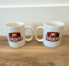 Vintage Folgers Advertising Logo Coffee Mugs, White, Set of 2 picture