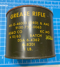 1963 US Military Vietnam Era RIFLE GREASE CAN 1 LB. - Sealed MIL-G-46003 picture