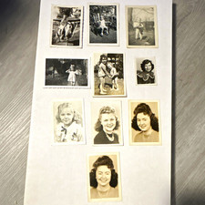 Vintage Original Black & White Cute Girls Photo Lot of 10 1930s/1940s. picture