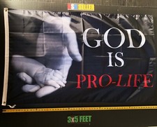 Pro Life Flag FREE FIRST CLASS SHIP God Is Pro Life Hands Unborn Lives Sign 3x5' picture