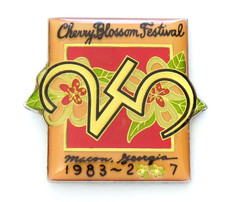 Cherry Blossom Festival Lapel Pin Vintage Macon Georgia 25 Years Flower Square picture