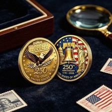 USA 250th Anniversary Challenge Coin 3D Embossed Metal Commemorative Coin picture