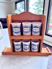 Vintage Elesva Country Dutch Blue and White Ceramic Spice and Herb Delftware picture