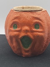 Antique Vintage Halloween Paper Mache Jack-o-lantern Nut Cup choir boy 1940s picture