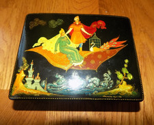 PALEKH RUSSIAN USSR VINTAGE LACQUER JEWELRY HAND PAINTED BOX 5