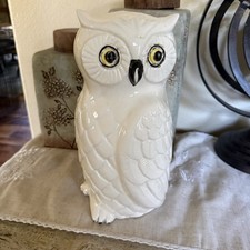 Vintage 1970s Ceramic White Owl Figurine 12
