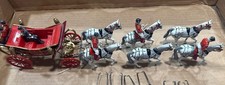 Vintage Britains Coronation Horse Drawn Coach Toy Soldiers Cast Metal Horses picture