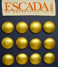 12 ESCADA GOLD TONE DULL FINISH 2-PART METAL REPLACEMENT BUTTONS GOOD USED COND. picture