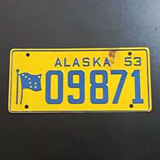 Vintage 1953 Alaska License Plate #09871 