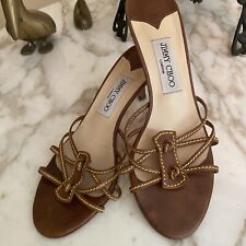 Jimmy Choo Brown  Sandals Kitten Heel Size 39.5  0GORGEOUS picture