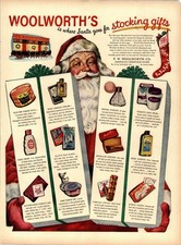Woolworth's Vintage 1947 Christmas Magazine Ad Santa Claus Stocking Gifts AD146 picture