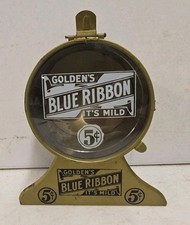 Antique Goldens Blue Ribbon 5C Cigars Advertising Tobacco Store Bar Display Tin picture