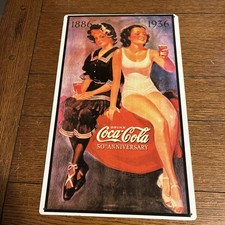 50th Anniversary Coca-Cola Metal Tin Signs Vintage style coke advertising picture
