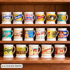 Vintage 1984 Franklin Porcelain Advertising Mug Collection Set of 17 Japan picture