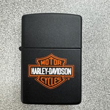 Harley Davidson Zippo Lighter Black Orange Bar Shield Logo Motorcycle Collectibl picture