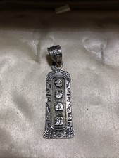 Rare Vintage Aztec Mexican Charm 925 Silver  Cartouche 2” Signed picture