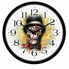 Steampunk Skull Top Hat 10 Inch Wall Clock Gothic Industrial Decor | Quartz picture