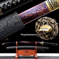 Full Tang Sharp Dragon Japanese Samurai Katana Sword Damascus Folded 1095 Steel picture